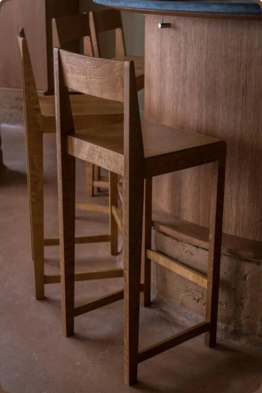Walnut Saddle-Seat Bar Stool