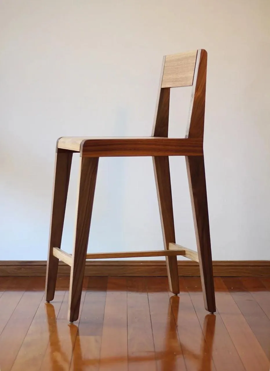 Oak Backrest Counter Stool