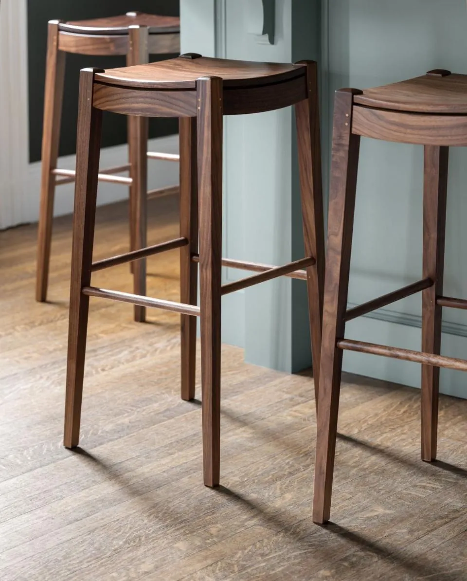 Oak Slat-Back Bar Stool