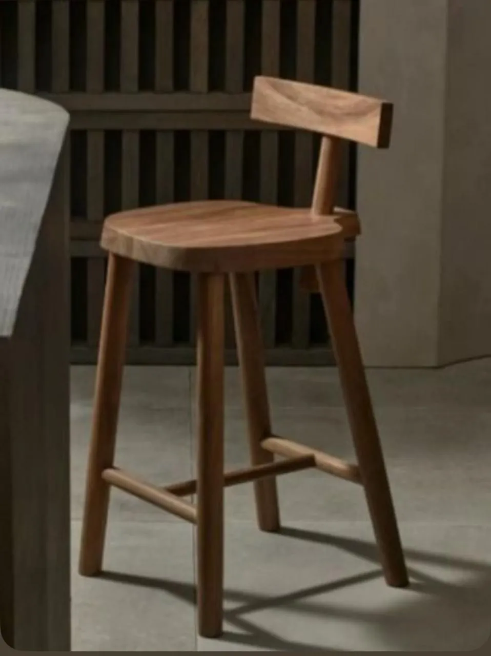 Leaf-Print Upholstered Bar Stool with Brass Ring