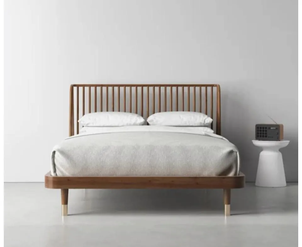 Walnut Spindle Platform Bed