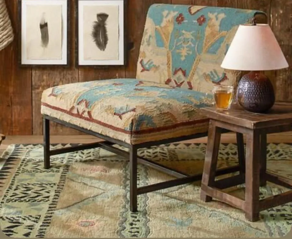 Kilim Slipper Chair on Iron Base