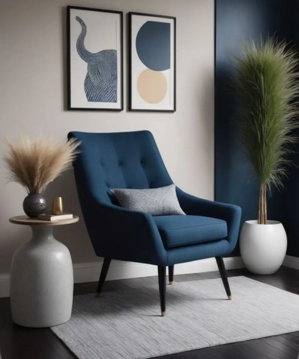Navy Tufted Accent Chair