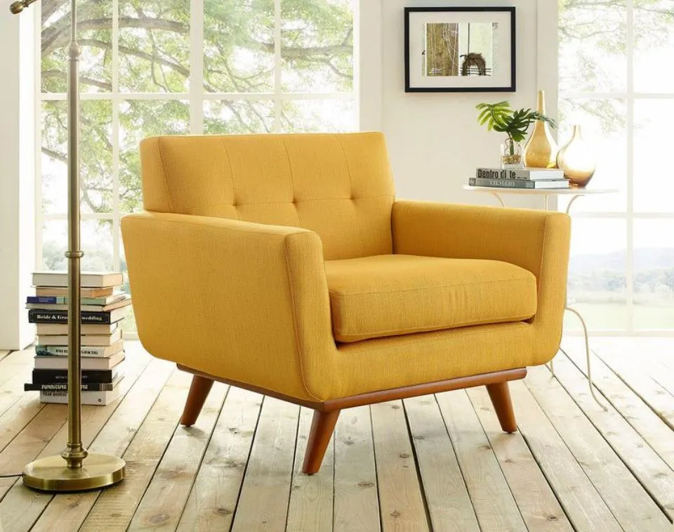 Mustard Tufted Mid-Century Armchair