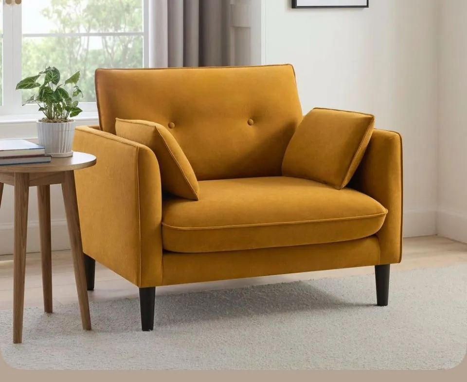 Mustard Velvet Snuggle Chair
