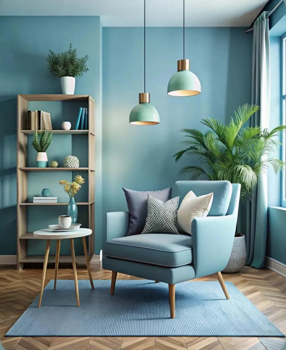 Sky Blue Wingback Armchair