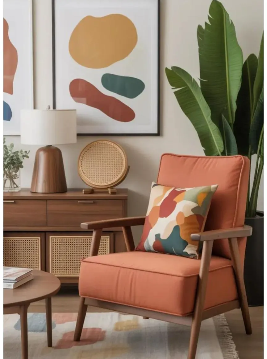 Terracotta Cushion Teak Armchair