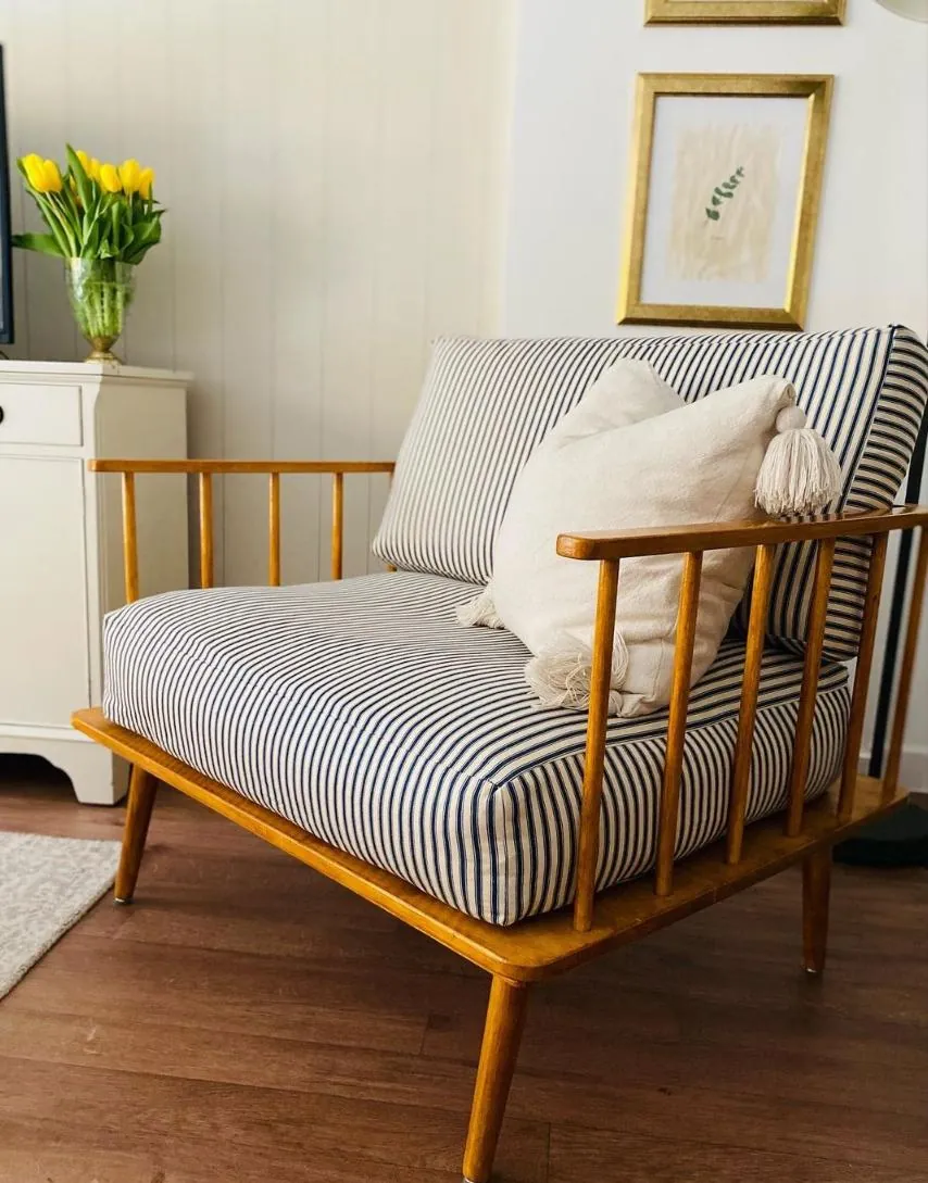 Ticking Stripe Spindle Armchair