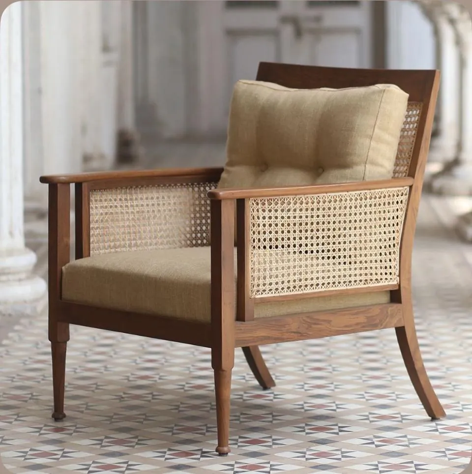 Teak & Cane Colonial Armchair