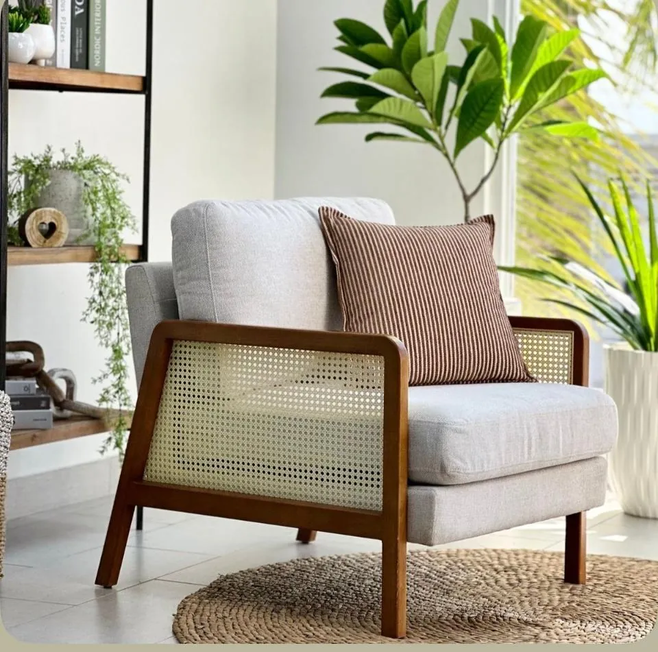 Walnut Cane-Panel Armchair