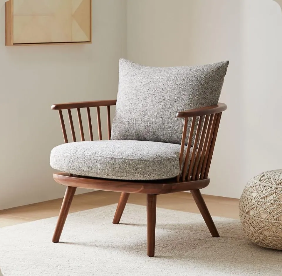 Walnut Spindle Barrel Chair