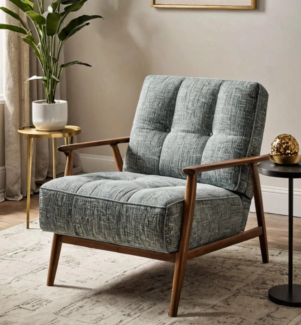 Grey Tweed Show-Wood Armchair