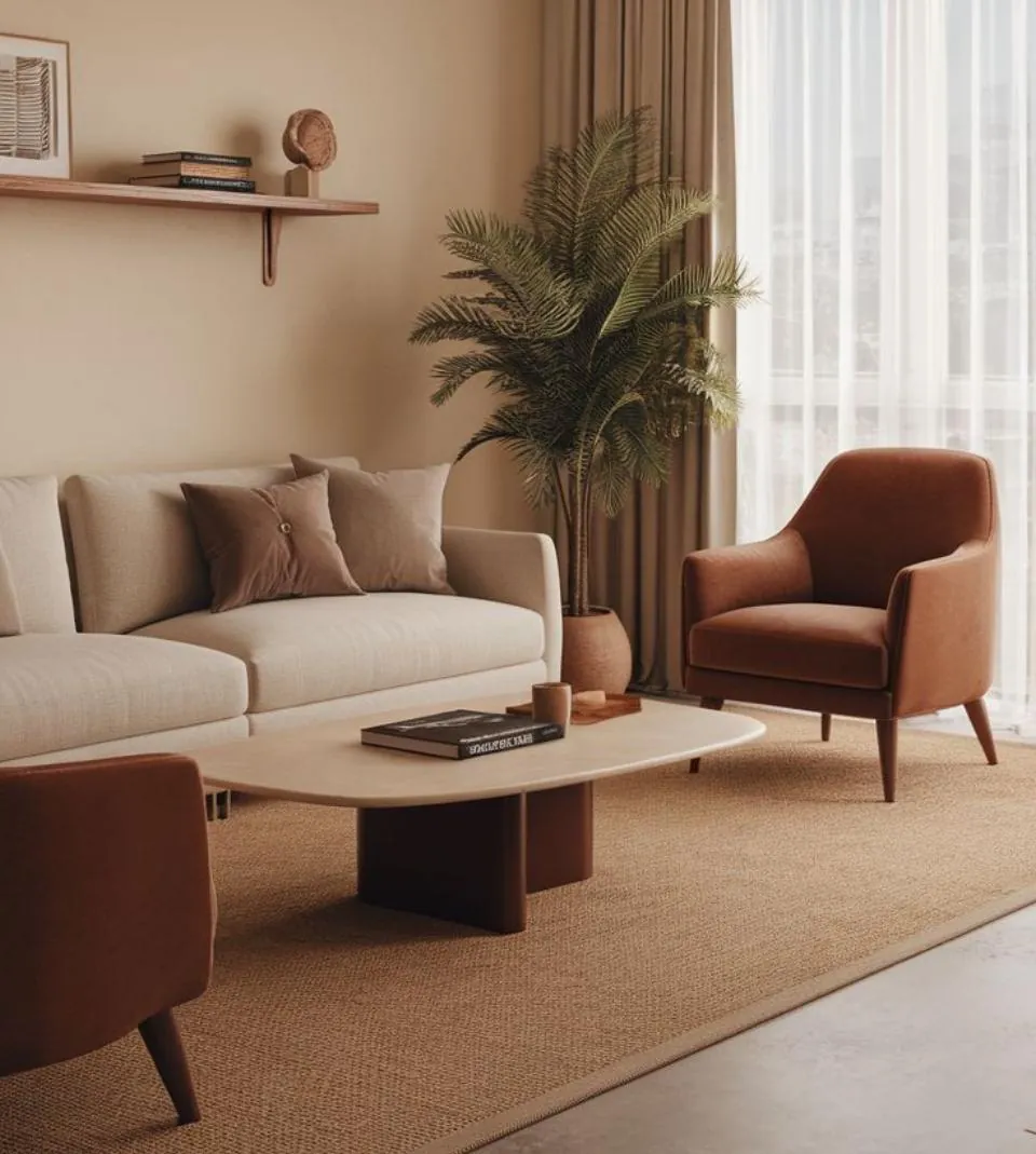 Terracotta Marble-Top Coffee Table