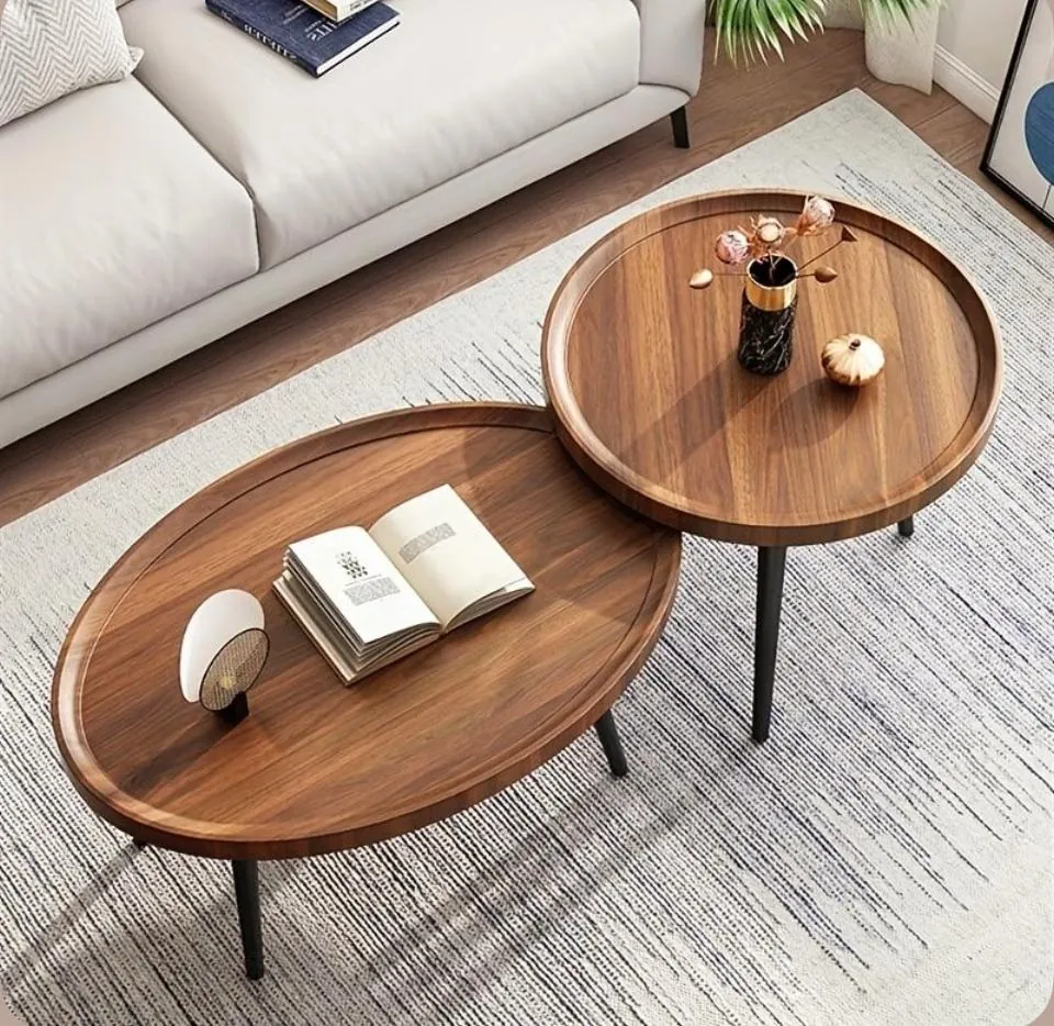 Nesting Walnut Round Coffee Tables