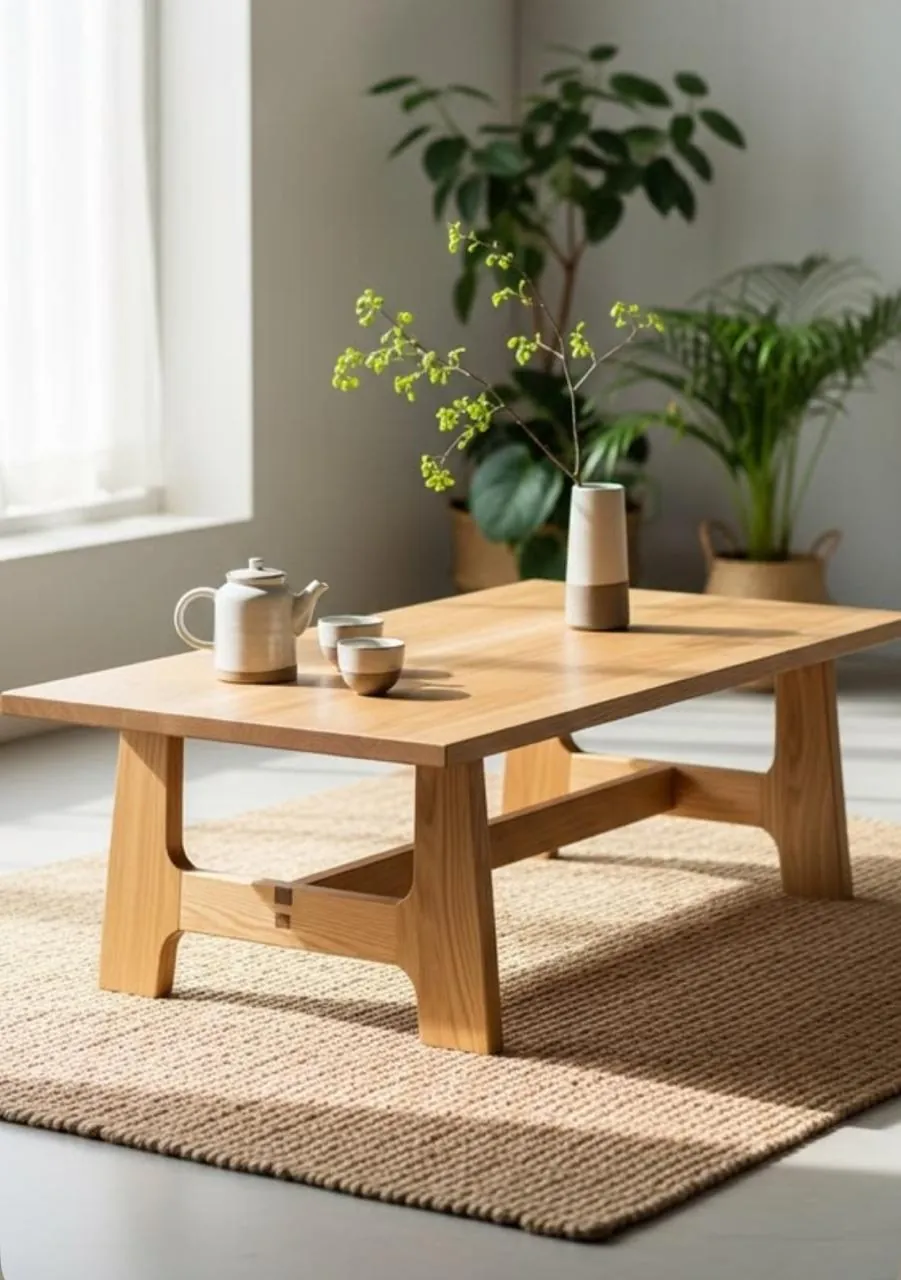 Oak Trestle Coffee Table