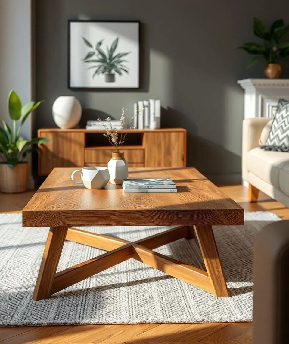 Oak X-Leg Coffee Table