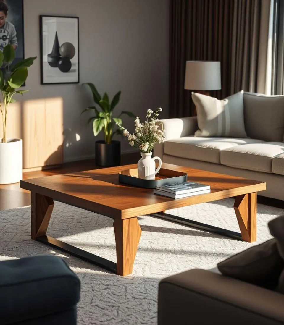Walnut Waterfall-Leg Coffee Table