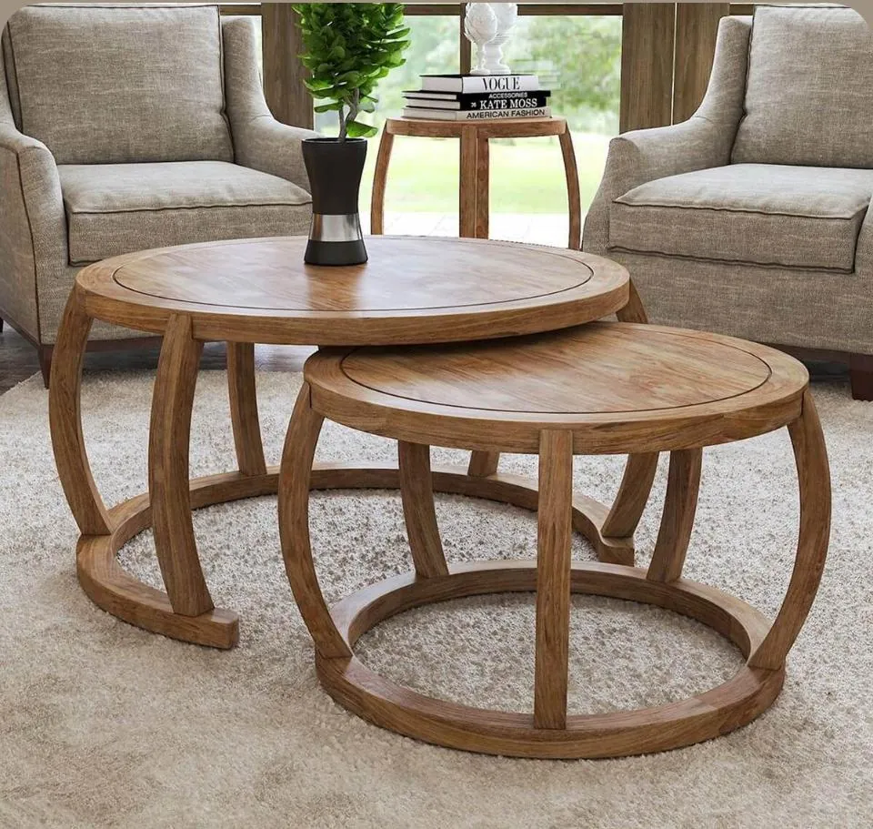Barrel-Base Nesting Coffee Tables