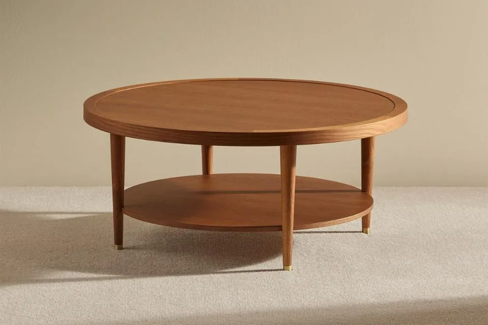 Oak Plank Coffee Table with A-Frame Legs