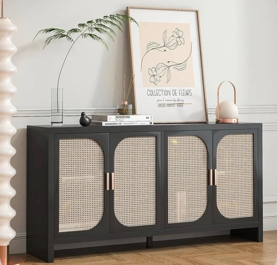 Charcoal Arched Cane-Door Sideboard