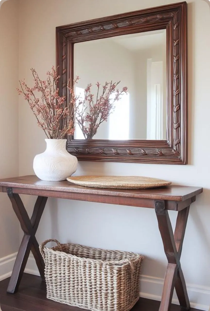Walnut Carved-Frame Console