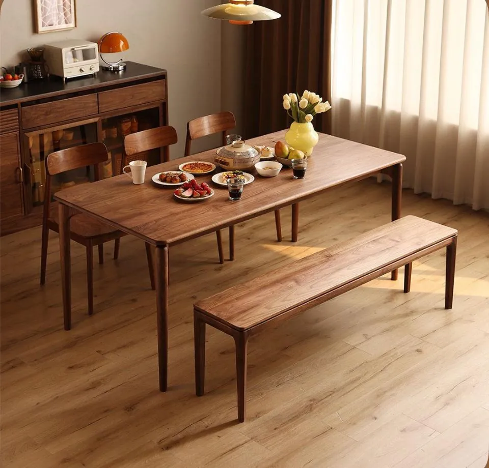 Oak X-Base Bench Dining Set