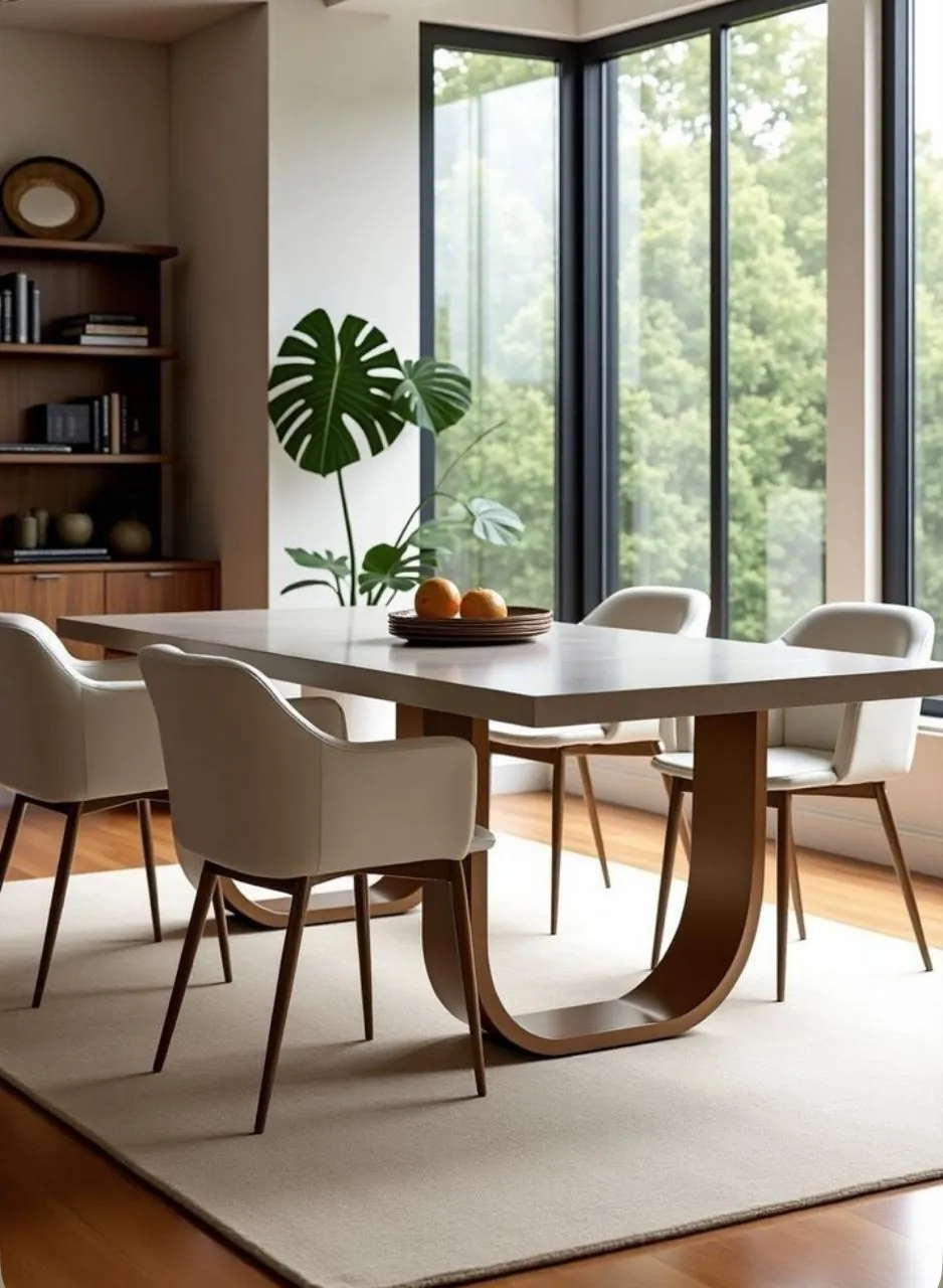 Marble-Top Table with Round Cane Armchairs