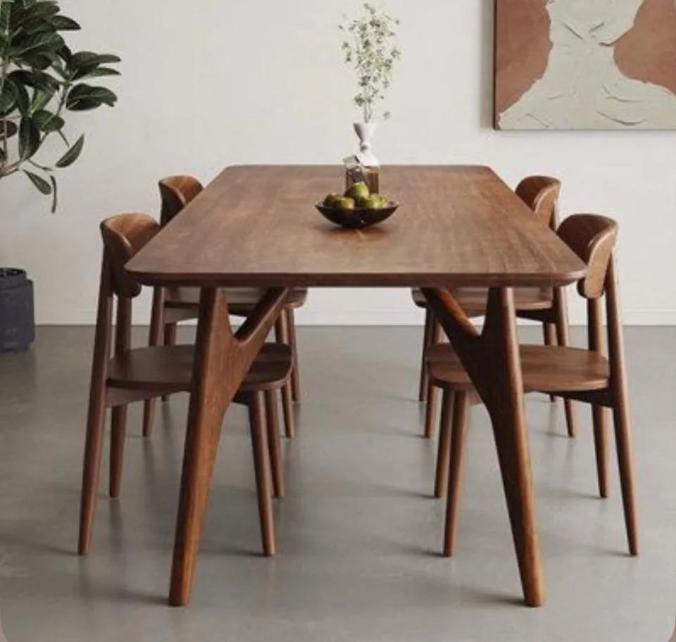 Walnut Table with Sculptural A-Frame Legs