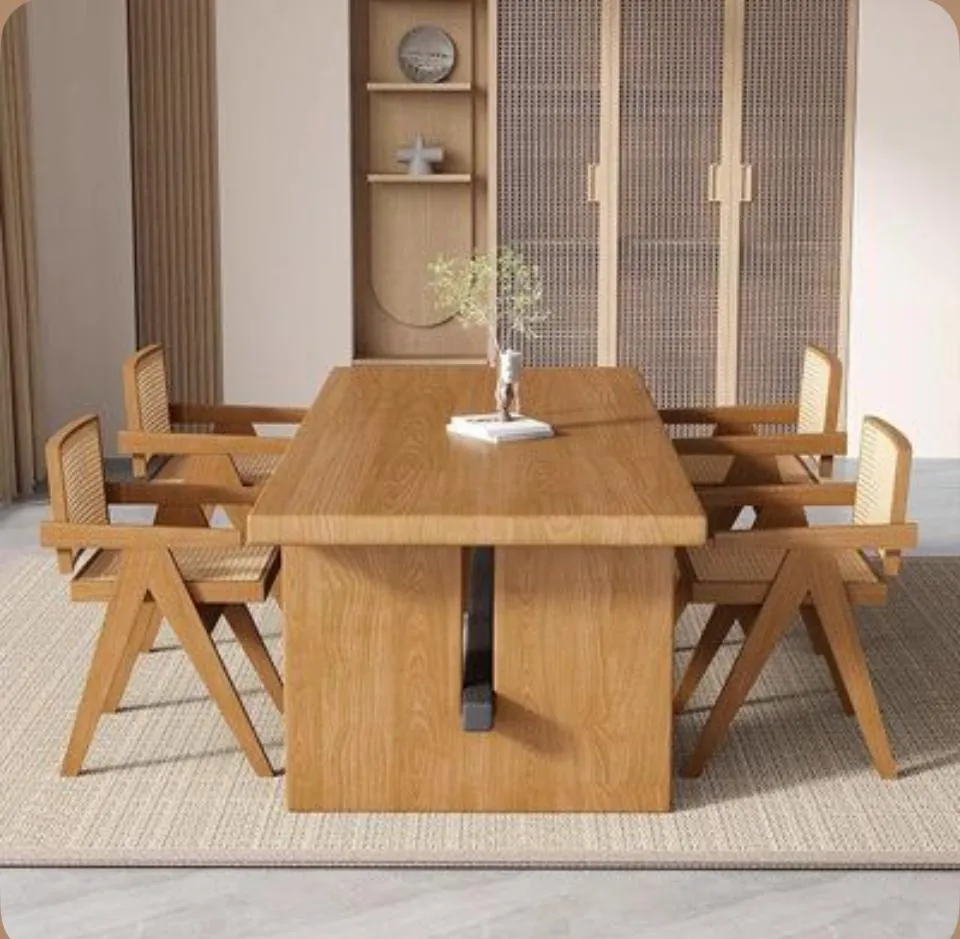 Oak Table with Cane Armchairs
