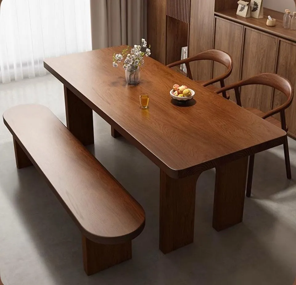 Walnut Table with Bentwood Chairs & Bench
