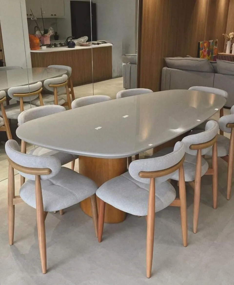 Grey Glass-Top Table with Wishbone Chairs