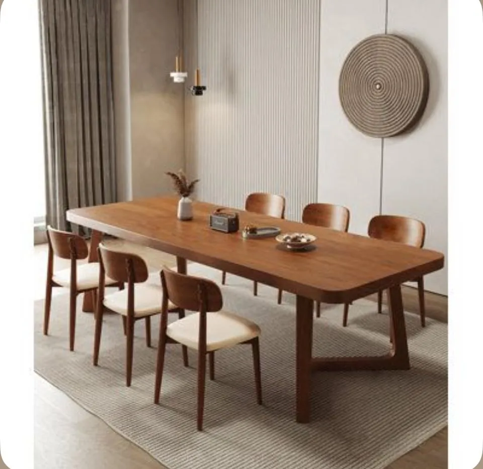 Walnut Table with Cream Bentwood Chairs