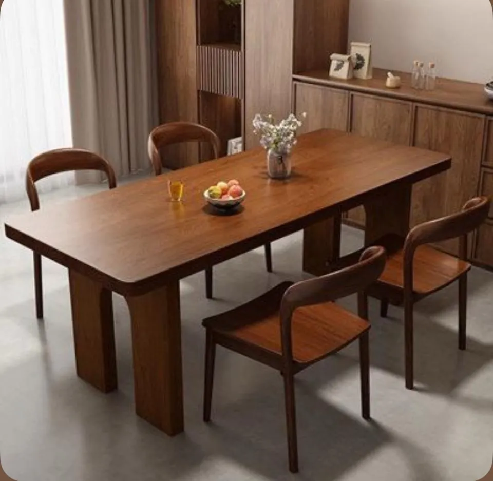 Two-Tone Wood Table with Bentwood Chairs