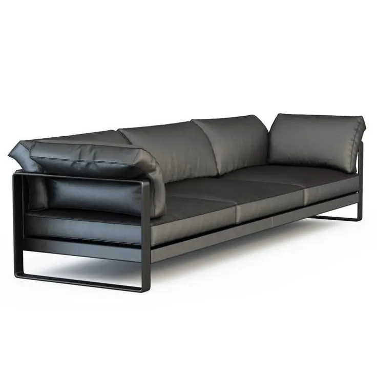 Black Leather Modern Sofa