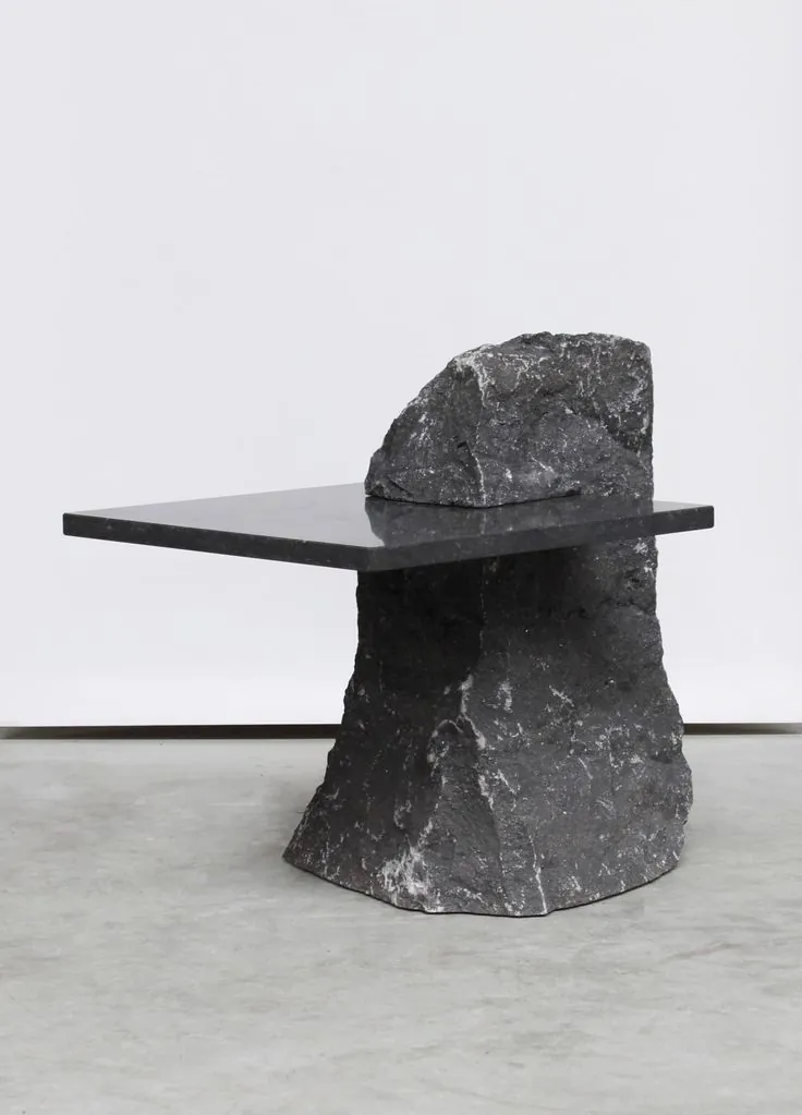 Monolithic Black Stone Side Table