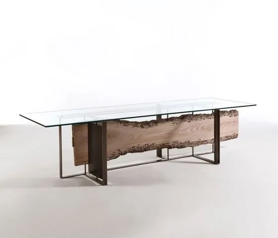 Live-Edge Slab Glass Dining Table