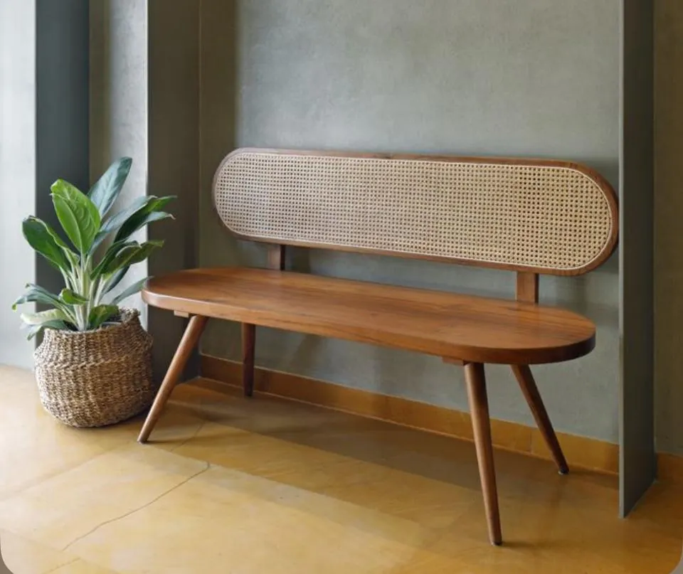 Cane-Back Oval Bench