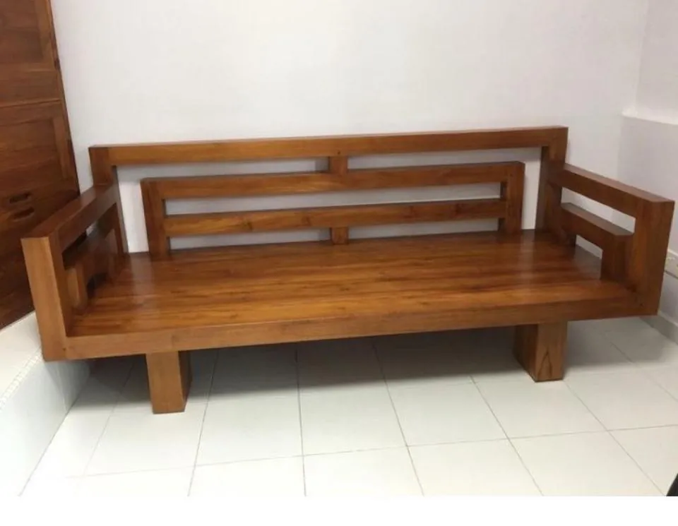 Geometric Slat Sitout Bench
