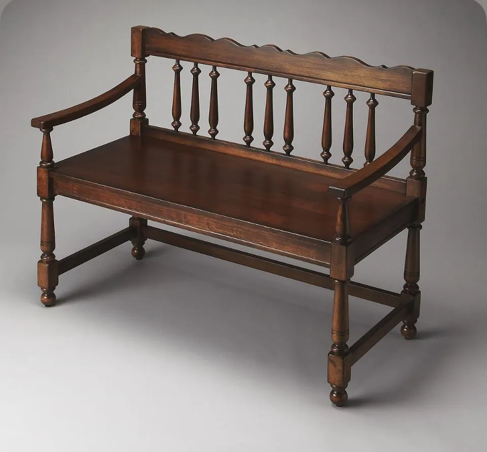 Turned-Spindle Scalloped Bench