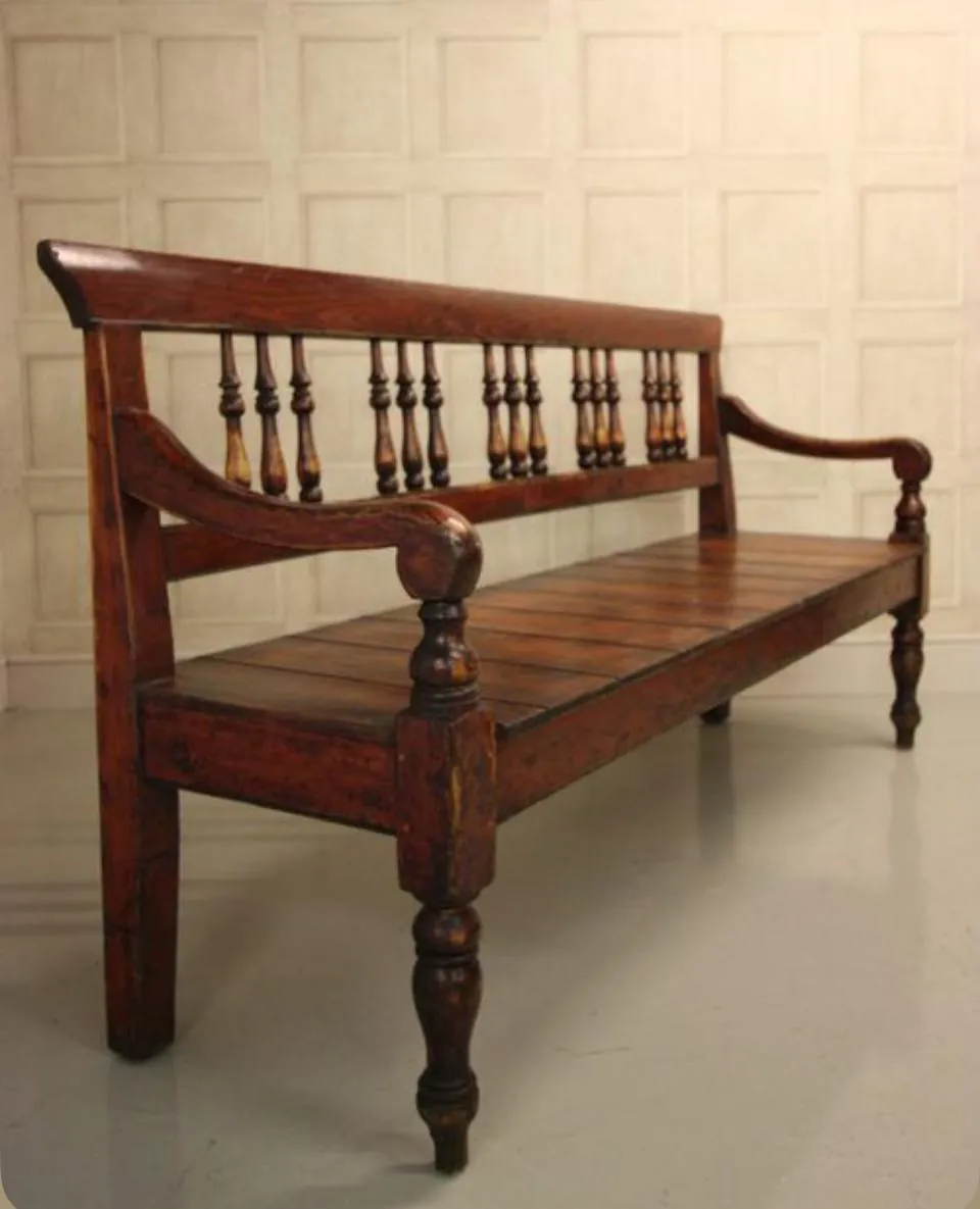 Extra-Long Turned Spindle Bench