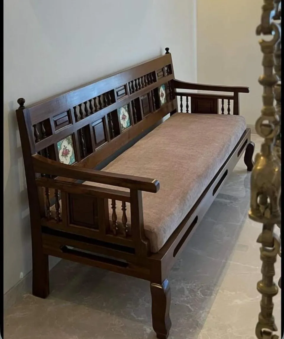 Sleigh-Leg Cane Bench