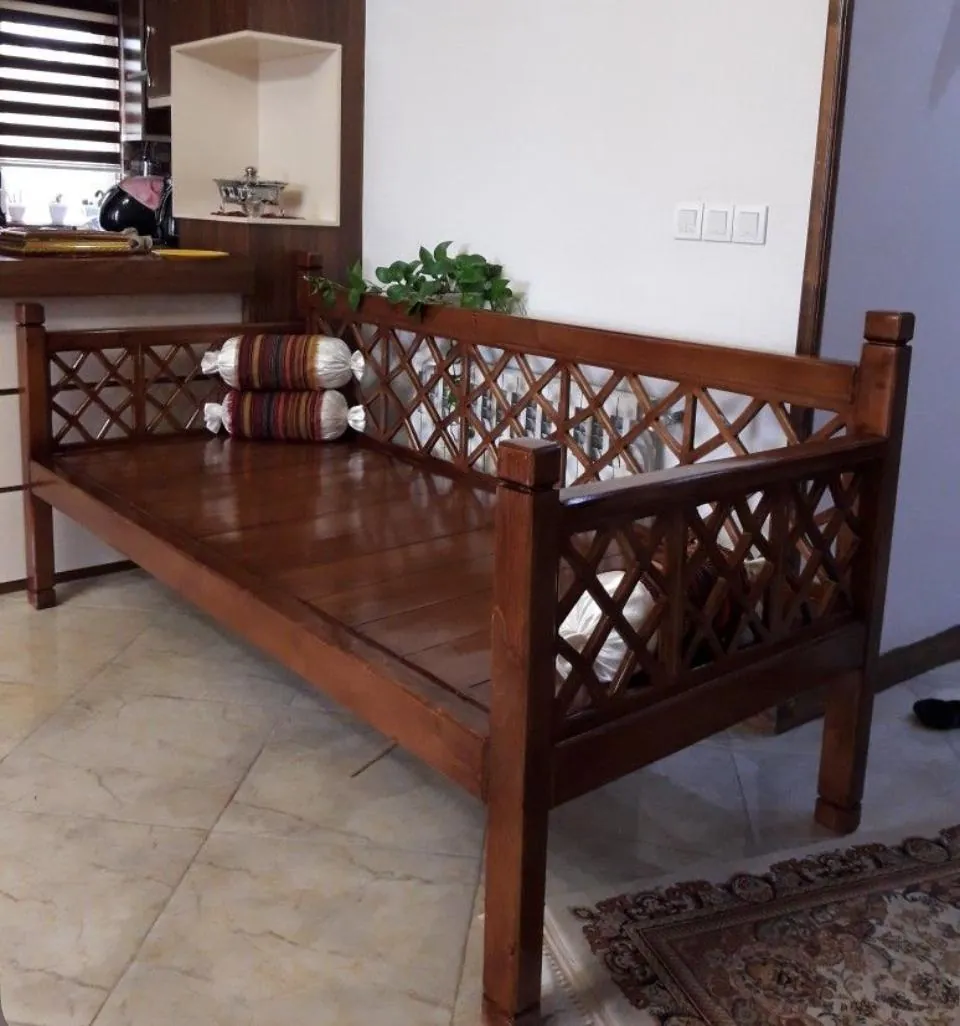 Tile-Inlay Carved Bench