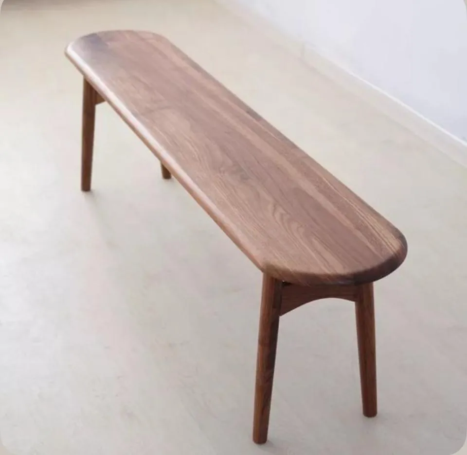 Rounded-Edge Walnut Bench