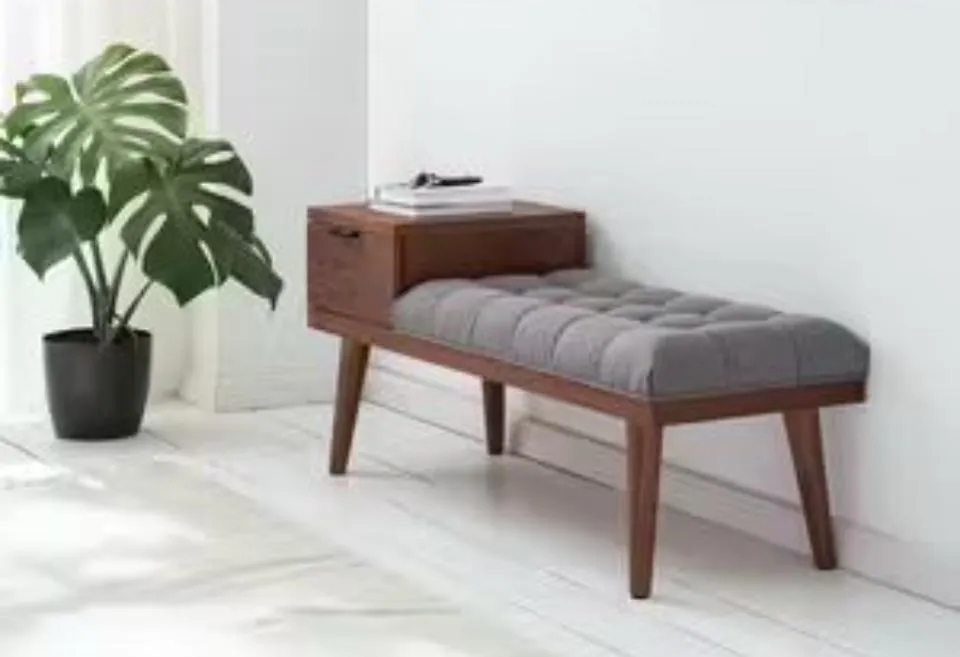 Storage Bench with Tufted Cushion