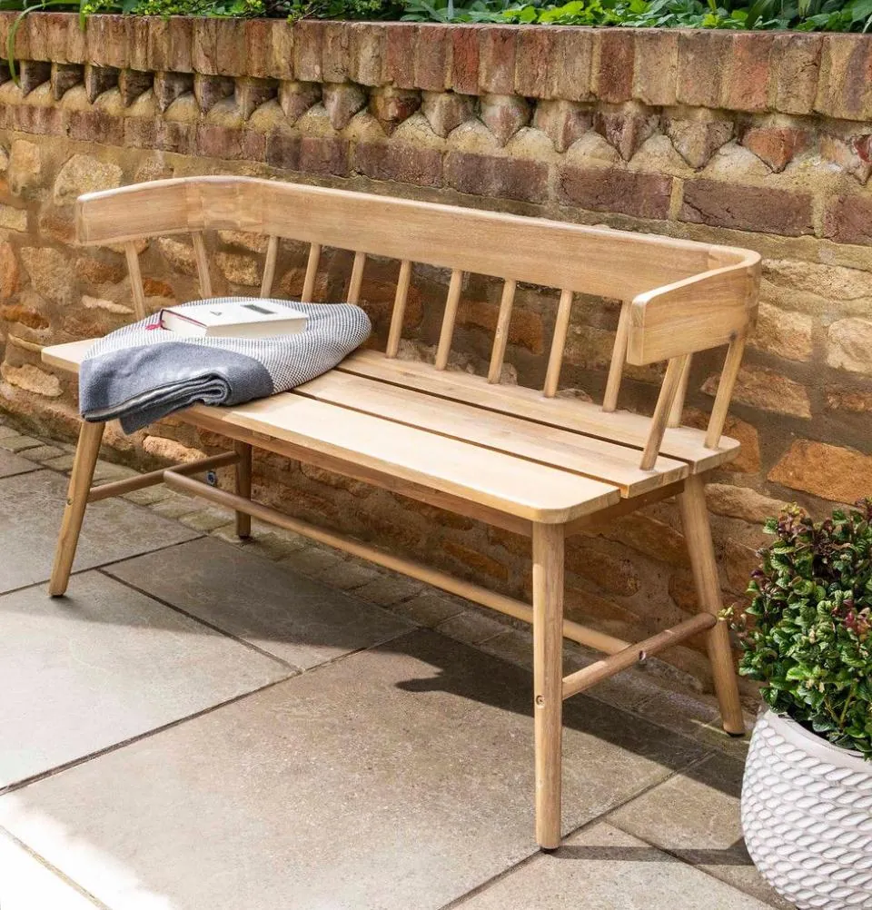 Light Teak Outdoor Bench
