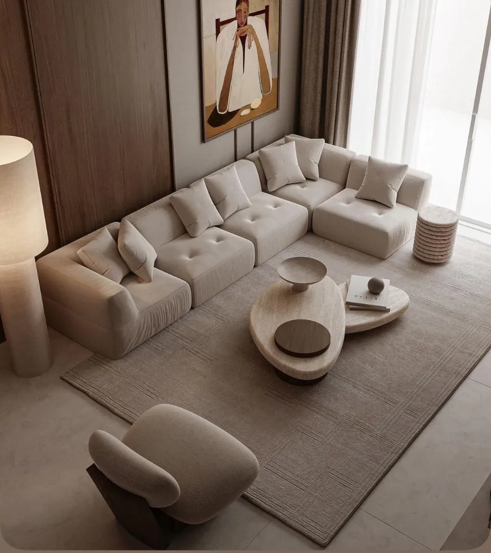 Modular Tufted Fabric Sectional