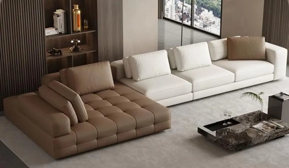 Mocha & White Modular Sectional