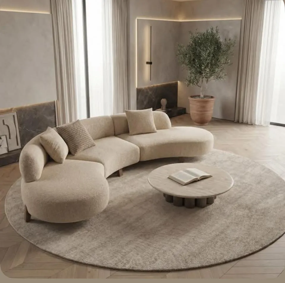 Curved Boucle Sectional with Chaise