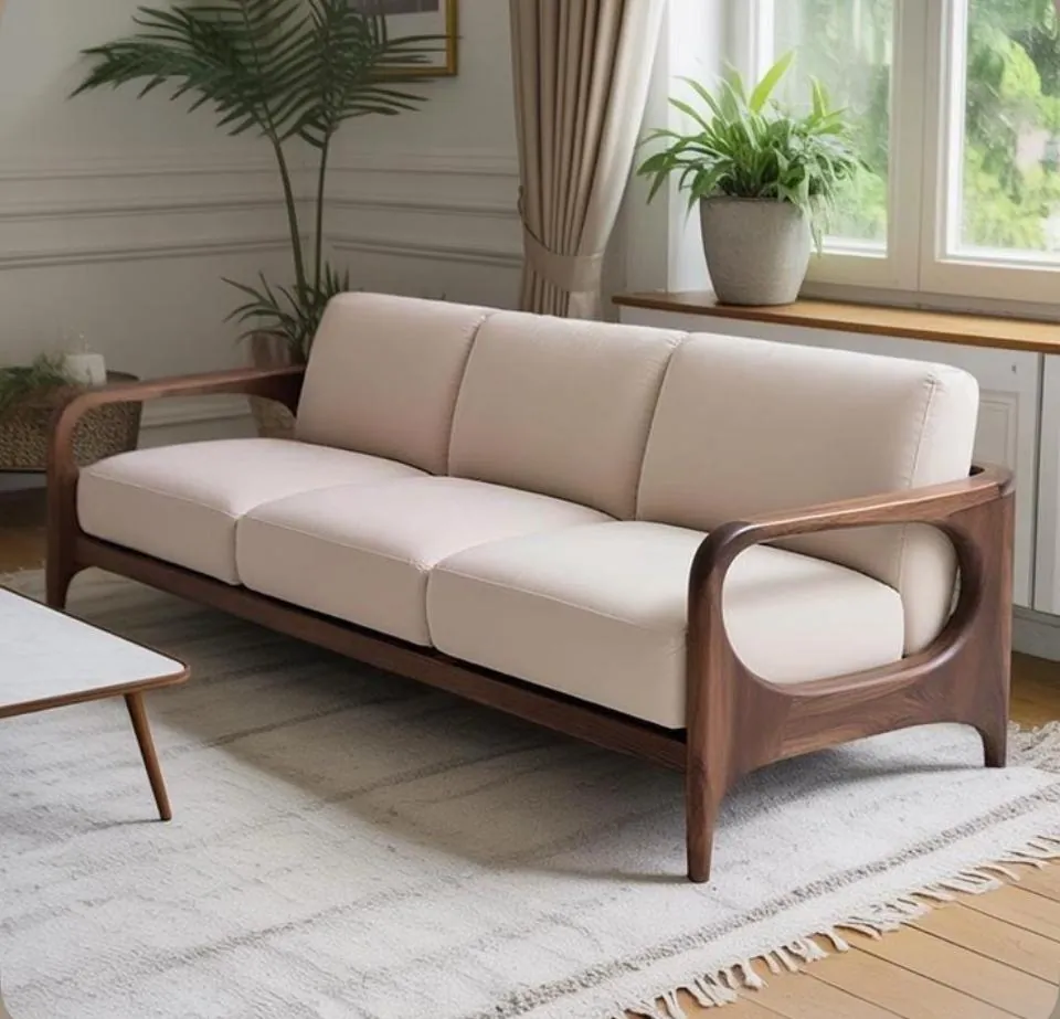 Walnut Loop-Arm Sofa