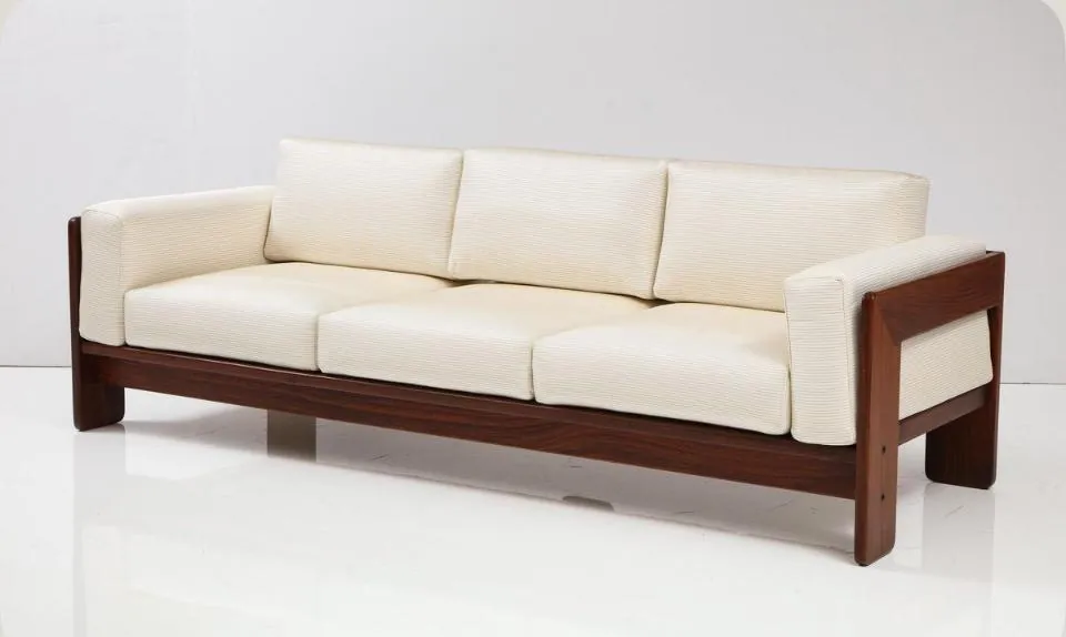Rosewood Frame Sofa with Cream Cushions